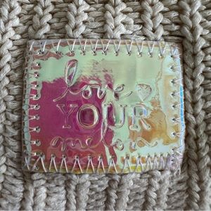 Love Your Melon White Beanie with Peach Iridescent Patch